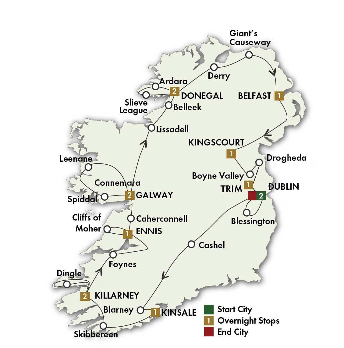 ramani ya bora ya barabara ramani ya ireland