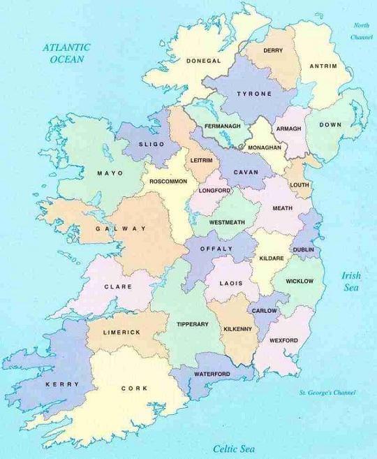 ramani ya ireland b&b