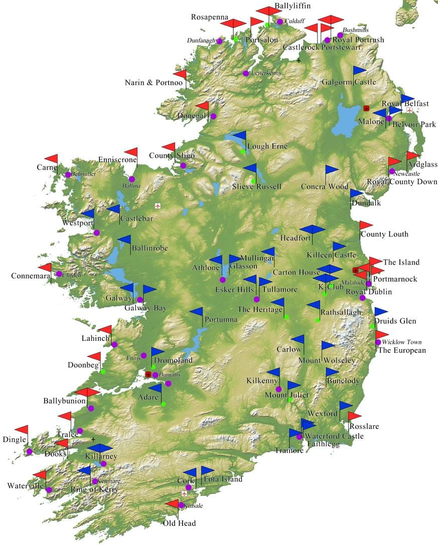 ramani ya ireland golf
