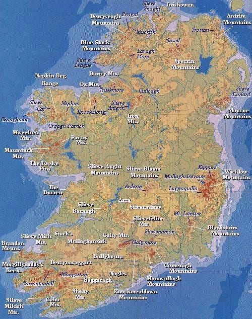 ramani ya ireland milima 