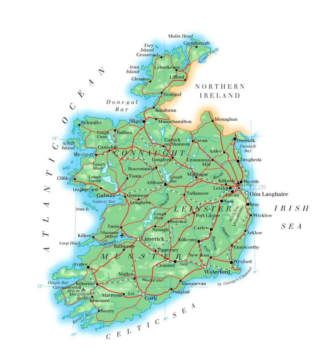 ramani ya ireland mwinuko
