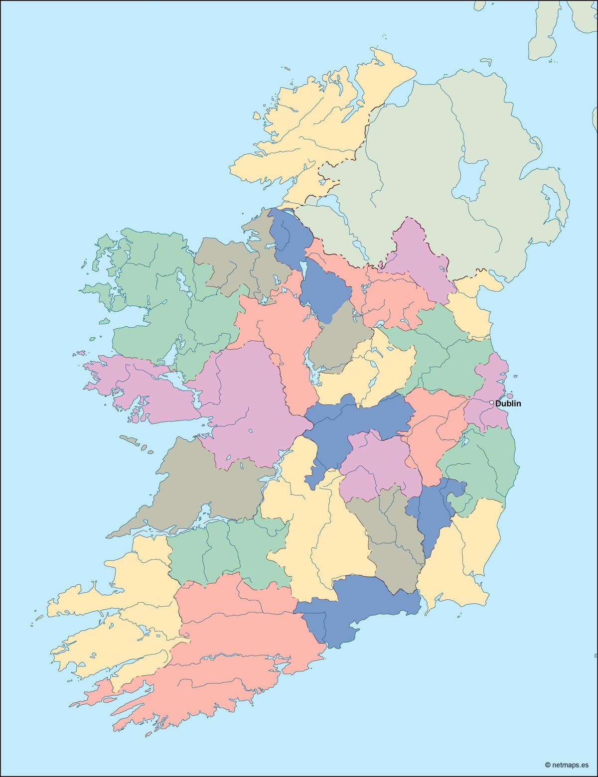 ramani ya ireland ramani vector