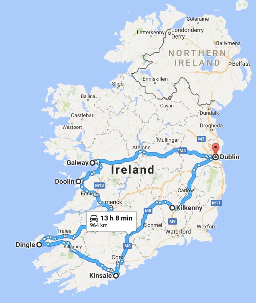 ramani ya ireland safari mpangaji