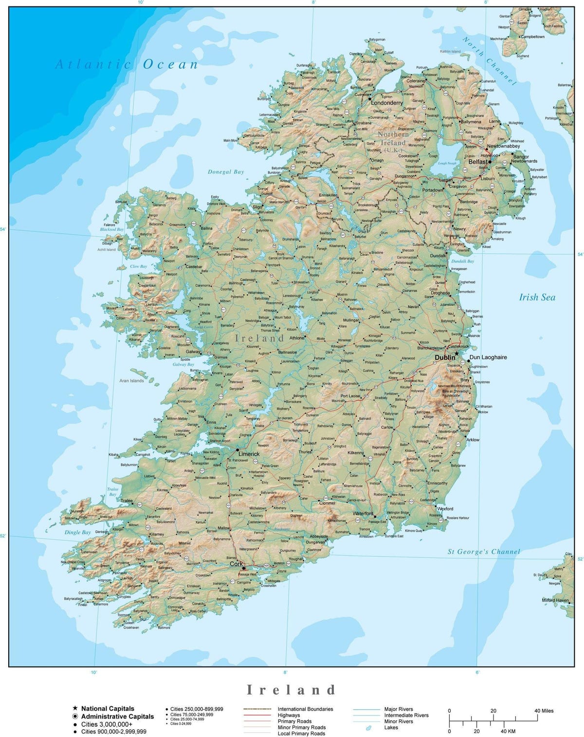 ramani ya ireland ya ardhi ya eneo 