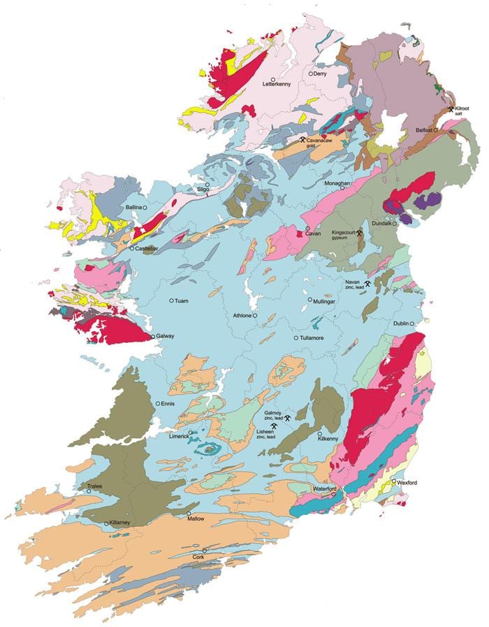 ramani ya kijiolojia ramani ya ireland