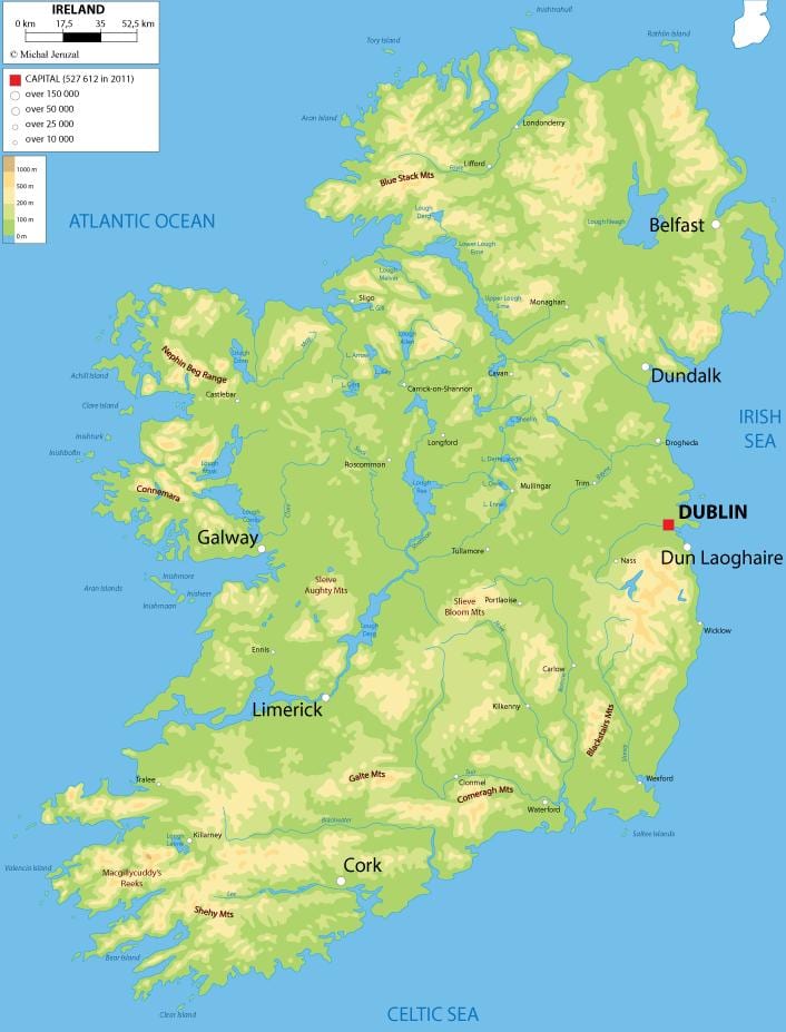 misaada ramani ya ireland
