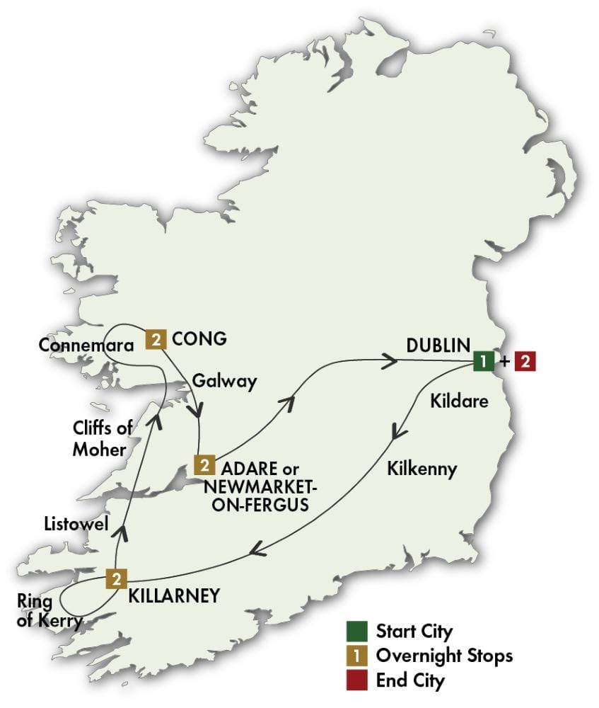 ireland kuendesha gari ziara ramani