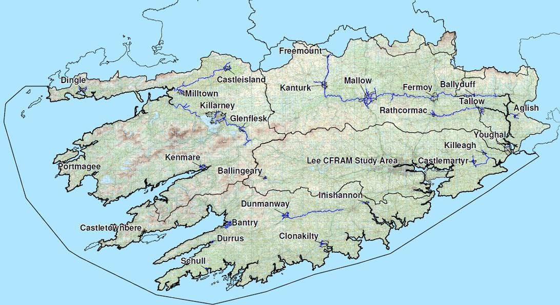 ramani ya kina ya kusini magharibi ireland