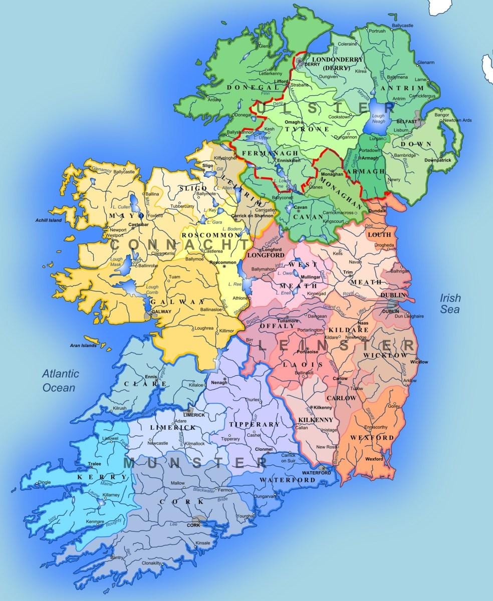 ramani ya mito ya ireland ramani kwa ajili ya watoto