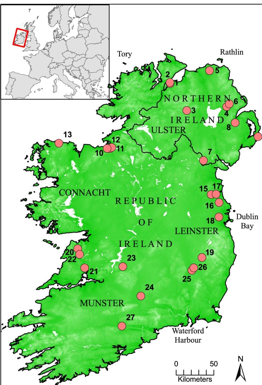 ramani ya ireland kuonyesha mito