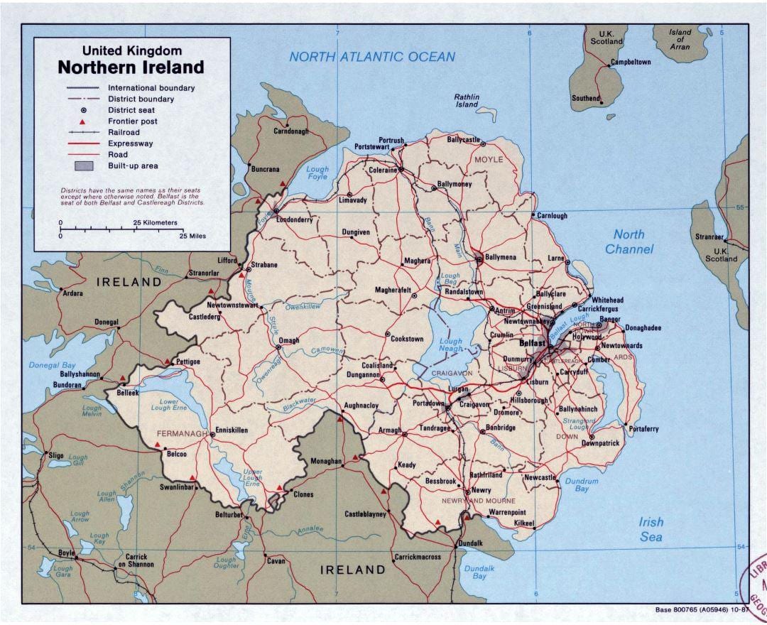 ramani ya barabara ramani ya ireland na ireland ya kaskazini