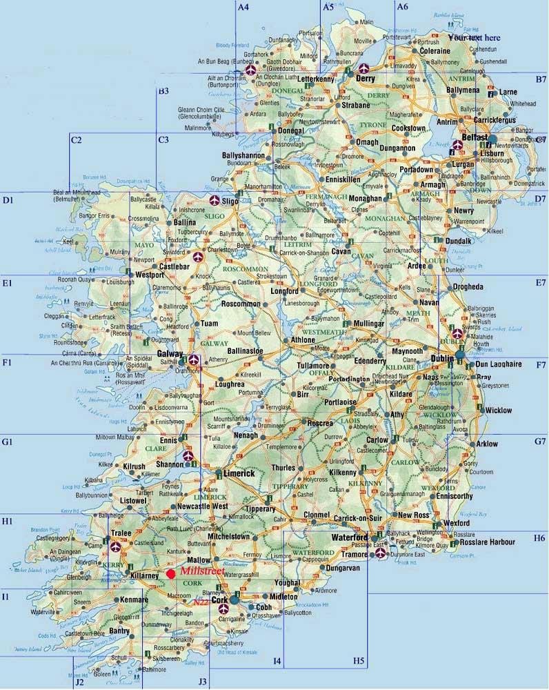 ramani ya barabara ya ireland na miji