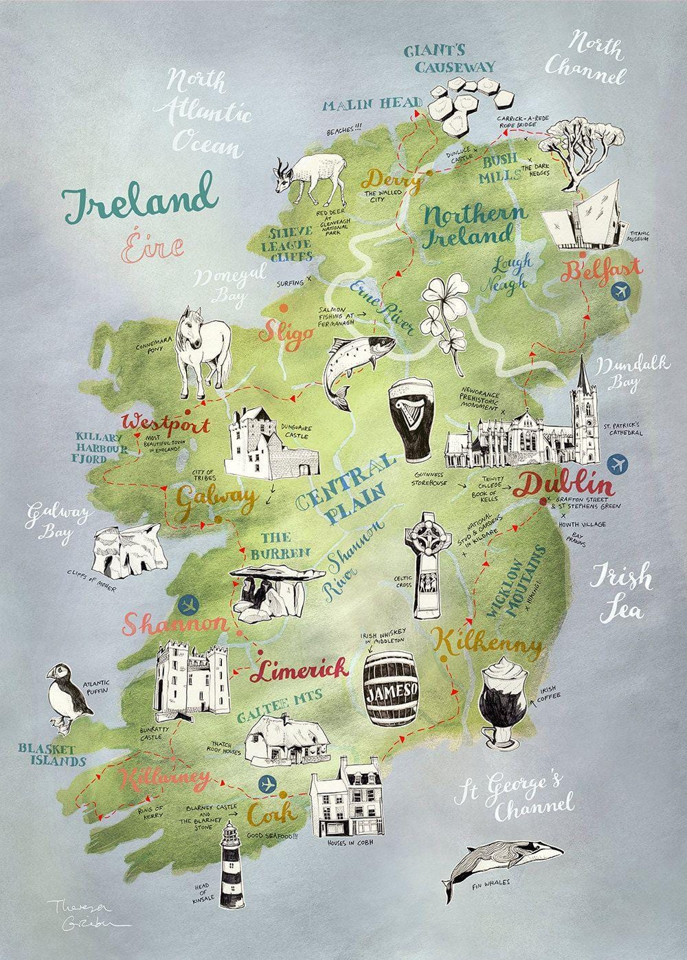ramani ya ramani ya ireland bango