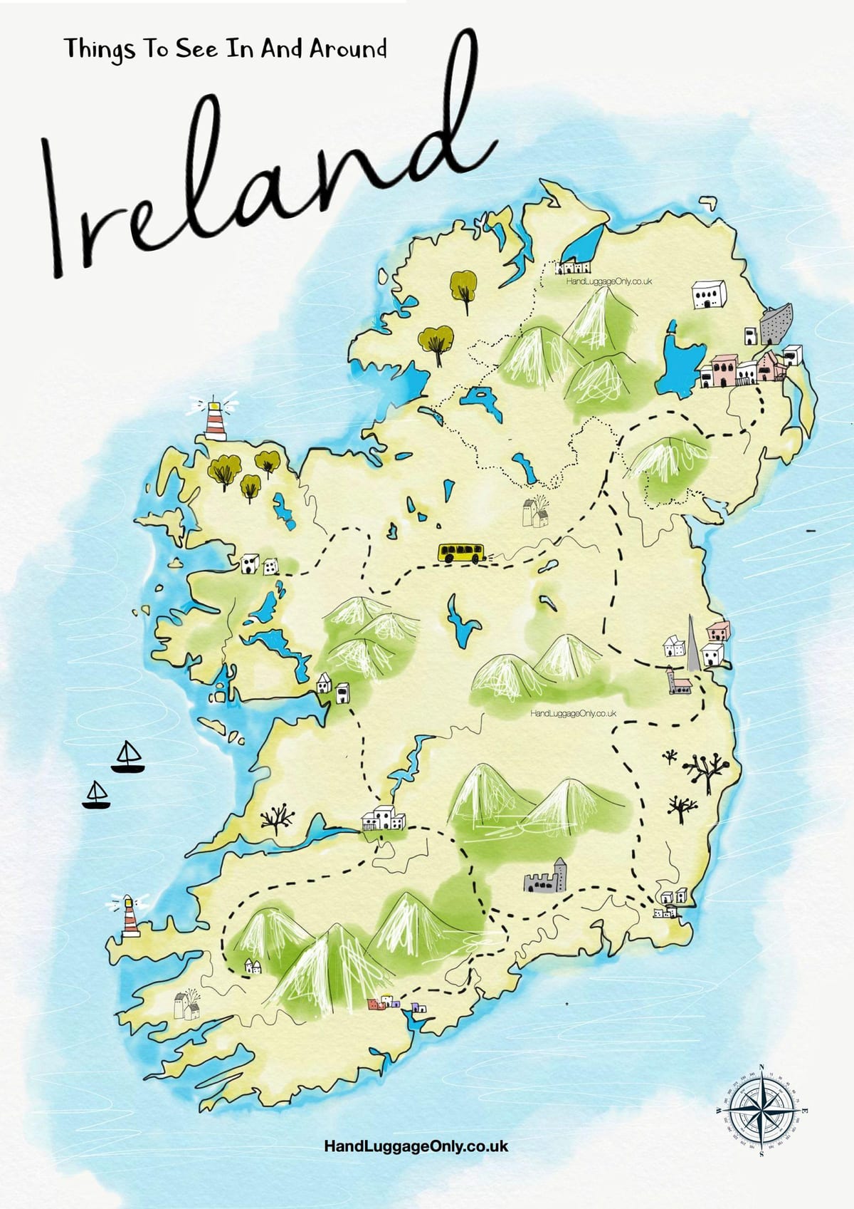ramani ya maeneo ya kutembelea katika ireland