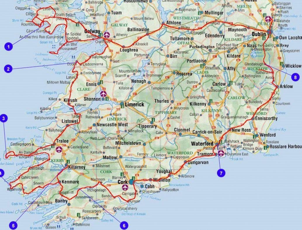  ramani ya kusini ireland wilaya na miji