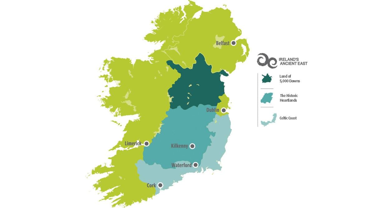 ramani ya ramani ya pwani ya mashariki ya ireland