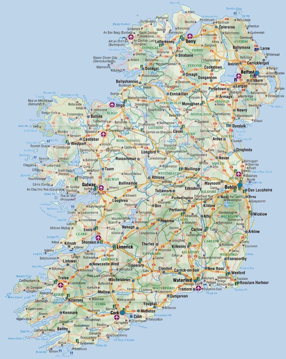 ramani ya pwani ya mashariki ya ireland