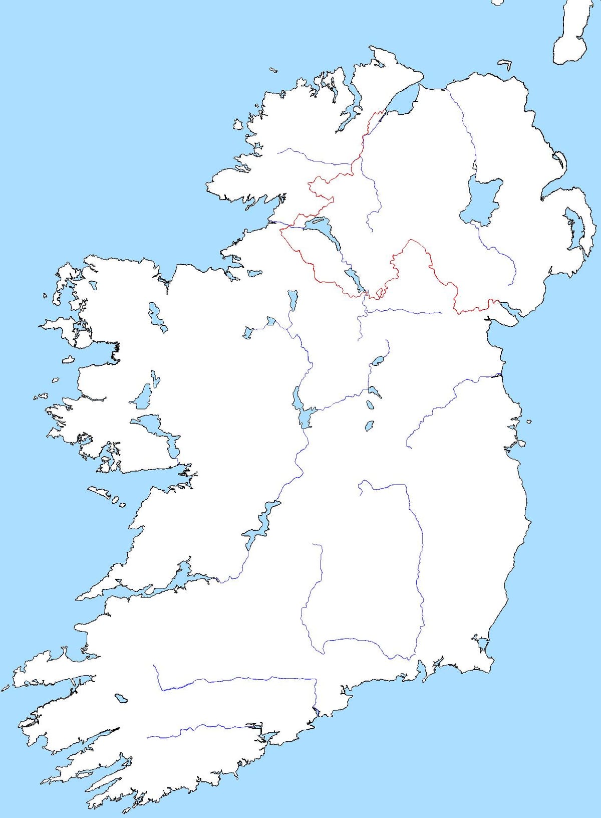ramani ya tupu ramani ya ireland na mito