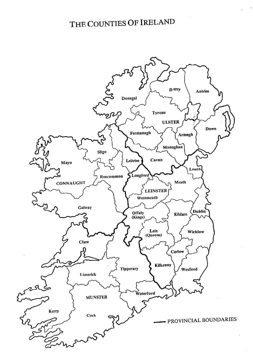 mchoro wa ramani ya ireland