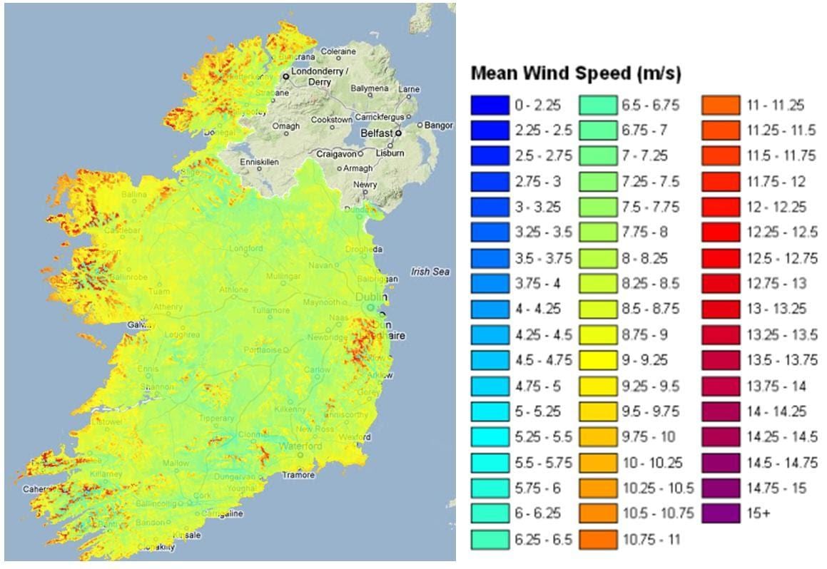 kasi ya upepo ramani ireland