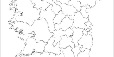 Tupu ramani ya ireland na mipaka ya kata