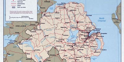Ramani ya barabara ramani ya ireland na ireland ya kaskazini