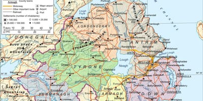 Ramani ya viwanja vya ndege nchini ireland ya kaskazini